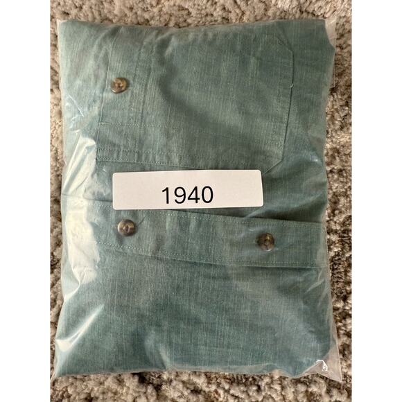 LL Bean Womens Size XL Cotton Button Shirt Green Short Sleeve Casual Collared - Picture 9 of 10